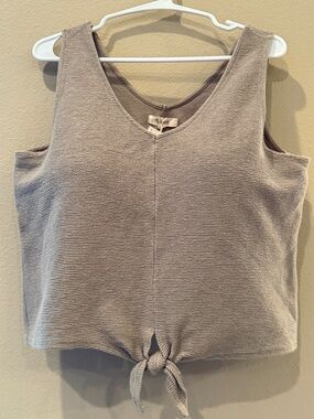 Madewell Taupe Ribbed Tie-Front Tank